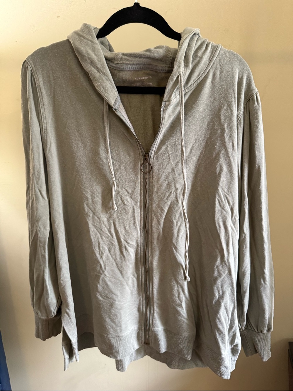 summersalt Light Greenish Gray Zip-Up Hoodie